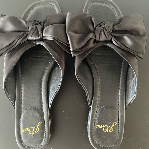 JCrew Abbie black slip on sandal big satin bow size 7 very feminine - Picture 4 of 5